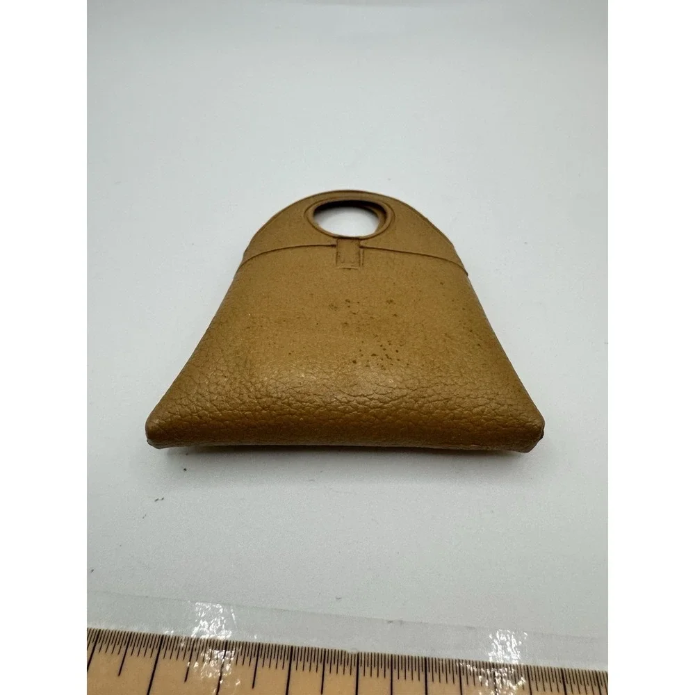 Vintage Tan Pebbled Miniature Heart Bag Dollhouse Accessory Coin Purse 2.5 Inch